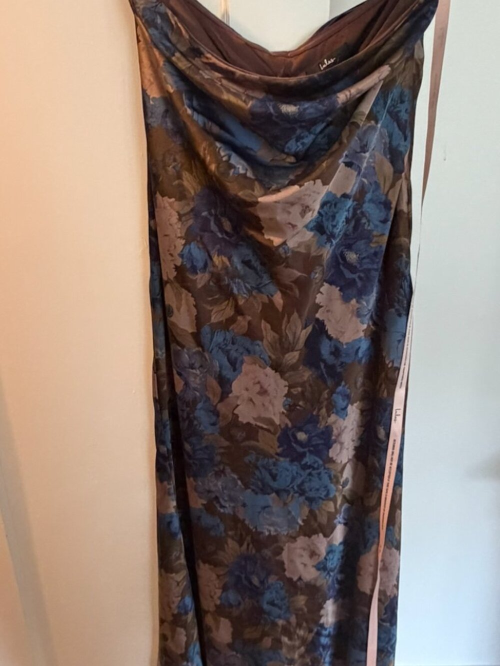 NWT Artemisia Brown Multi Floral Strapless Bow Maxi Dress - Picture 2 of 9